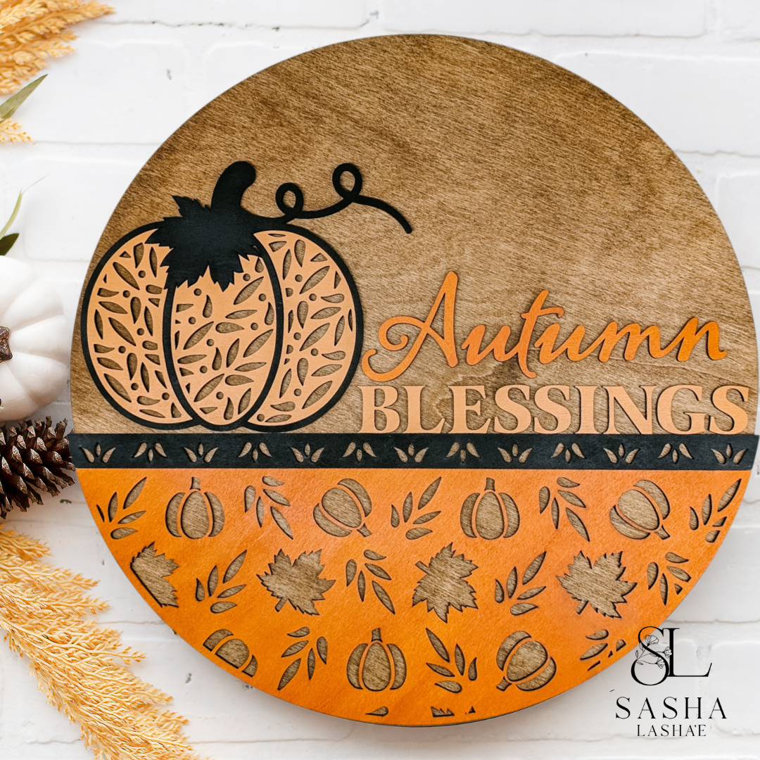 Autumns Blessing Pumpkin Sign