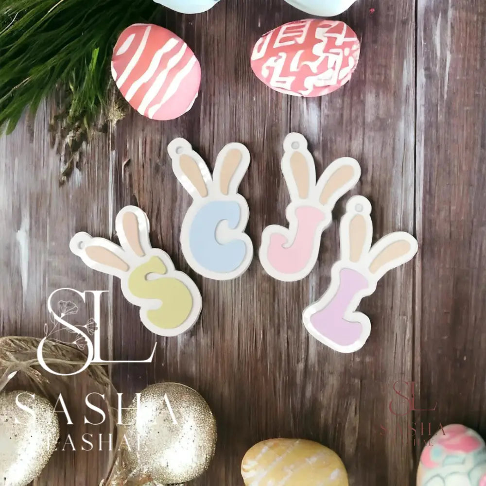 A-Z Easter Bunny Ear Initials Tags Gift Tag