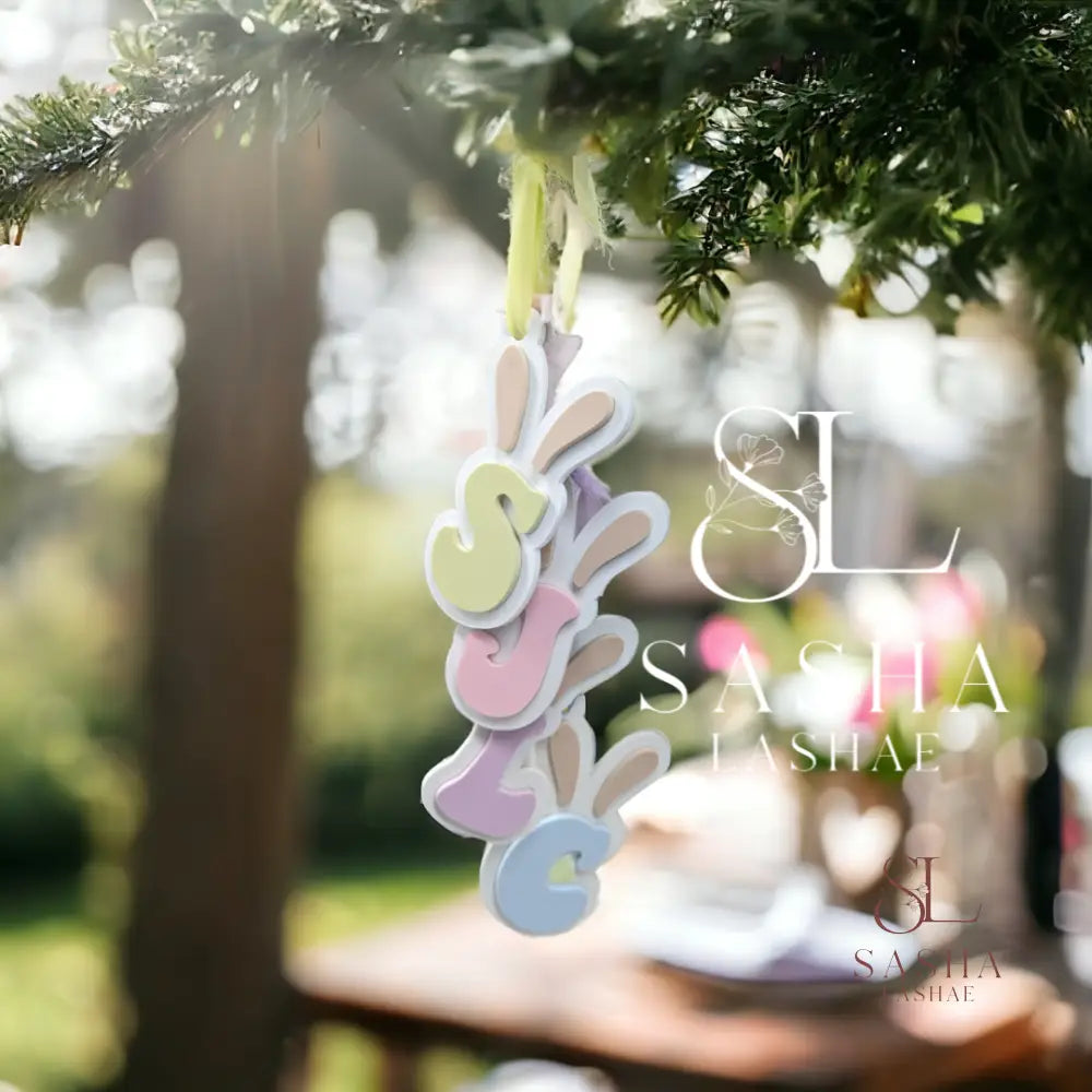 A-Z Easter Bunny Ear Initials Tags Gift Tag