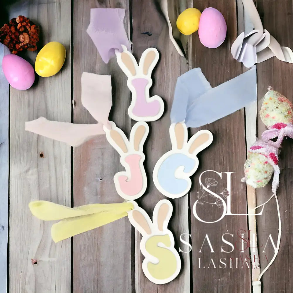 A-Z Easter Bunny Ear Initials Tags Gift Tag