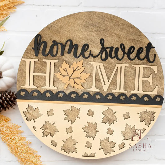 Home Sweet Leaf Sign Door