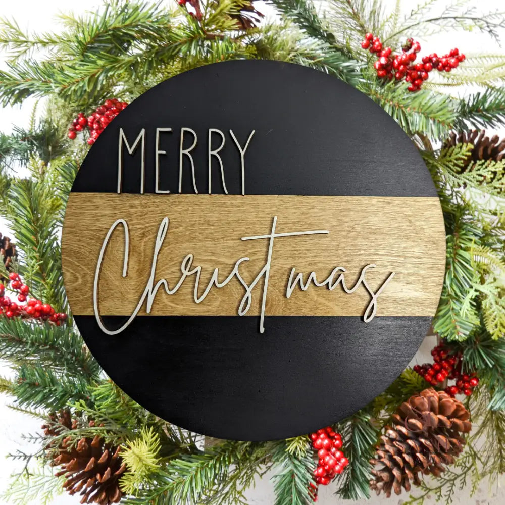 Merry Christmas Two Tone Sign Door