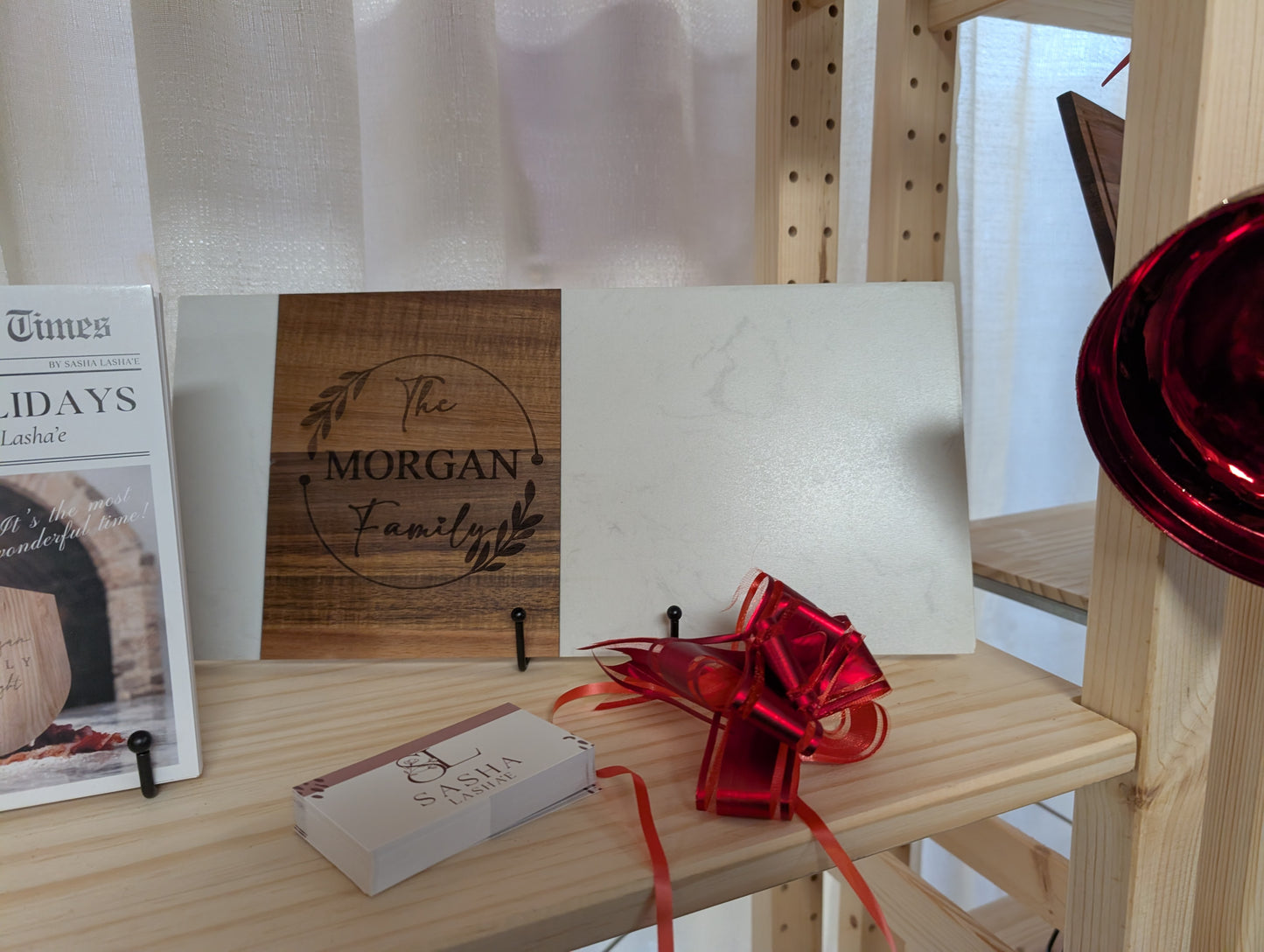 White Marble And Acacia Wood Serving Boards Rectangular - 15 x 7