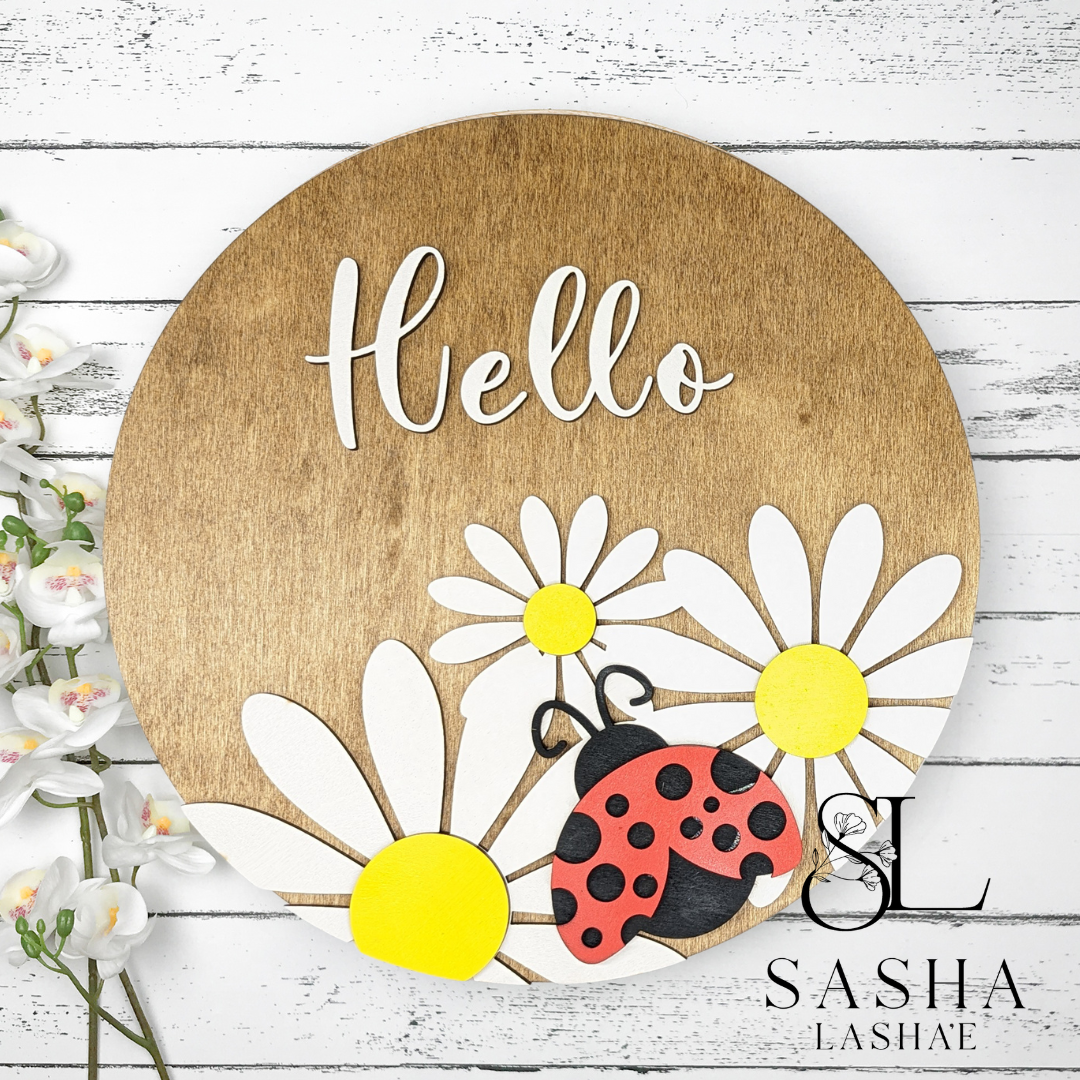 Hello Spring Lady Bug Sign