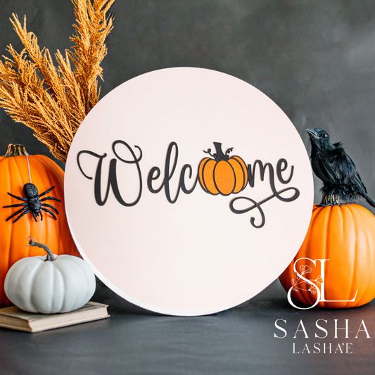 Welcome Halloween Symbols Sign