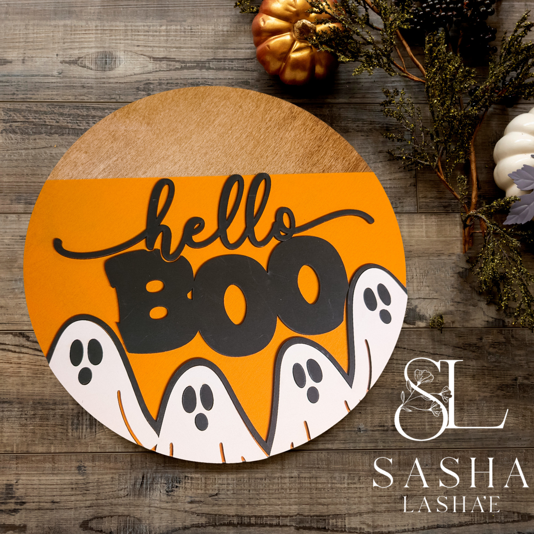 Hello Boo with Layered Ghosts Sign - image 2