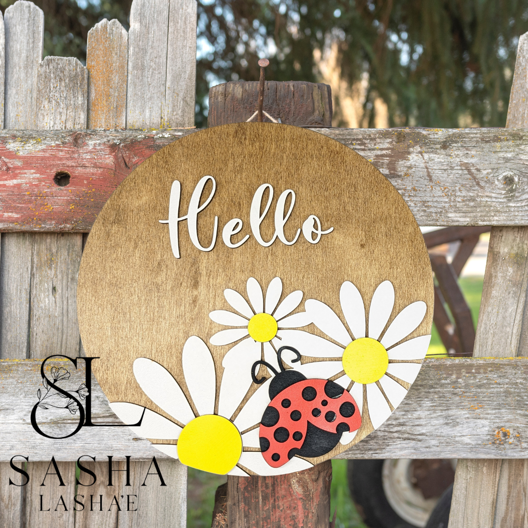 Hello Spring Lady Bug Sign