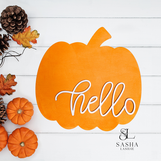 Hello Pumpkin Standalone Pumpkin Sign