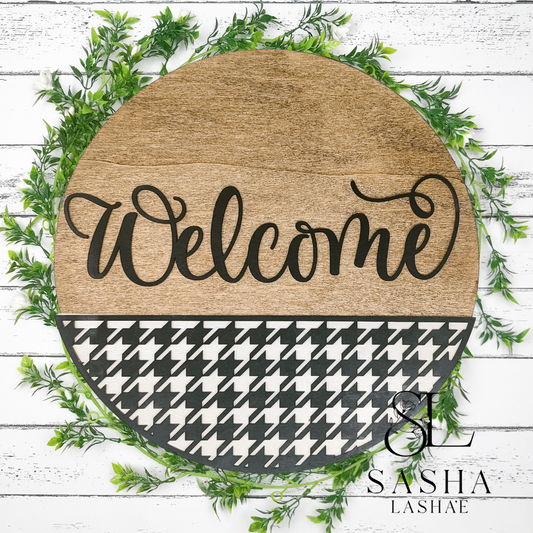 Welcome Houndstooth Sign