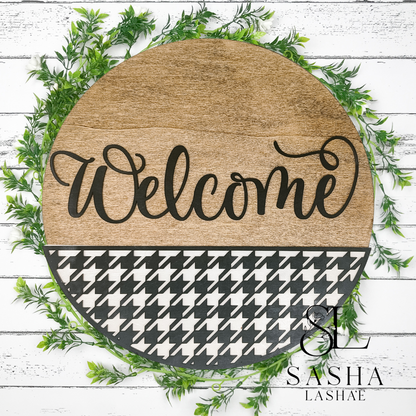 Welcome Houndstooth Sign