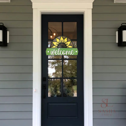 A Sunflower Welcome Sign Door