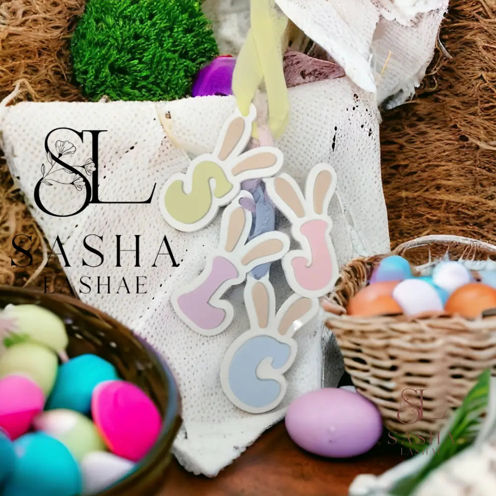 A-Z Easter Bunny Ear Initials Tags Gift Tag