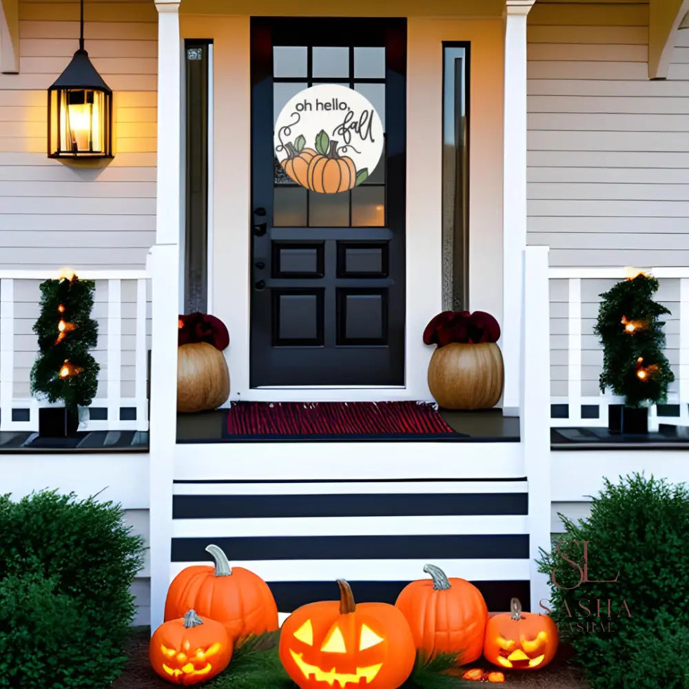 Autumn Pumpkin Sign Door