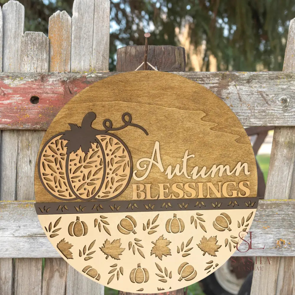 Autumns Blessing Pumpkin Sign Door