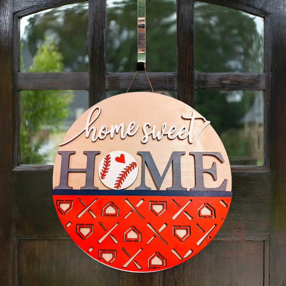 Baseball Home Sweet Sign Door