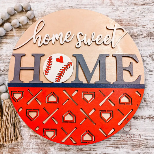 Baseball Home Sweet Sign Door