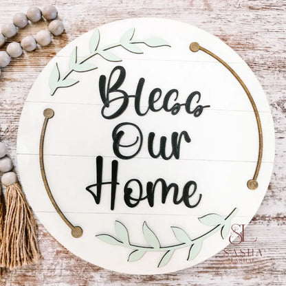 Bless Our Home Laurels Sign Door