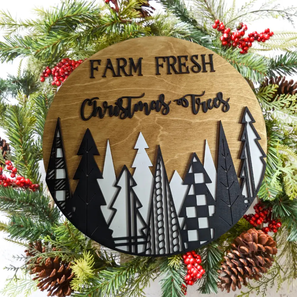 Christmas Tree Family Sign Door