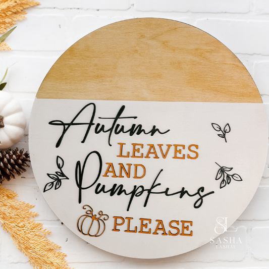 Autumn Leaves and Pumpkins Please Sign