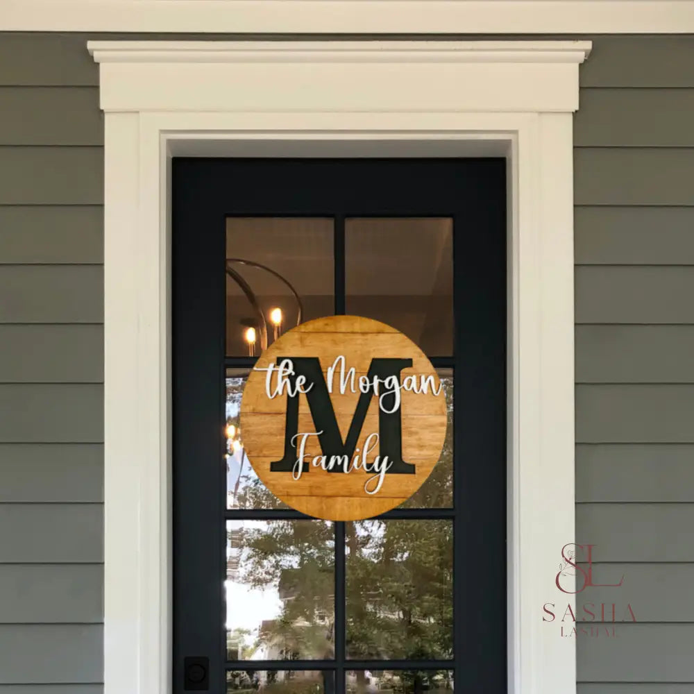 Family Initial Shiplap Sign Door