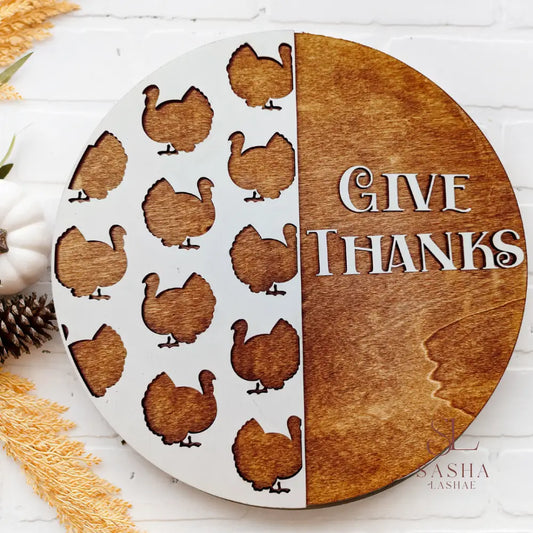 Give Thanks Turkey Sign Door