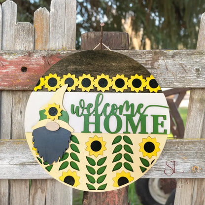 Gnomes Sunflower Sign Door