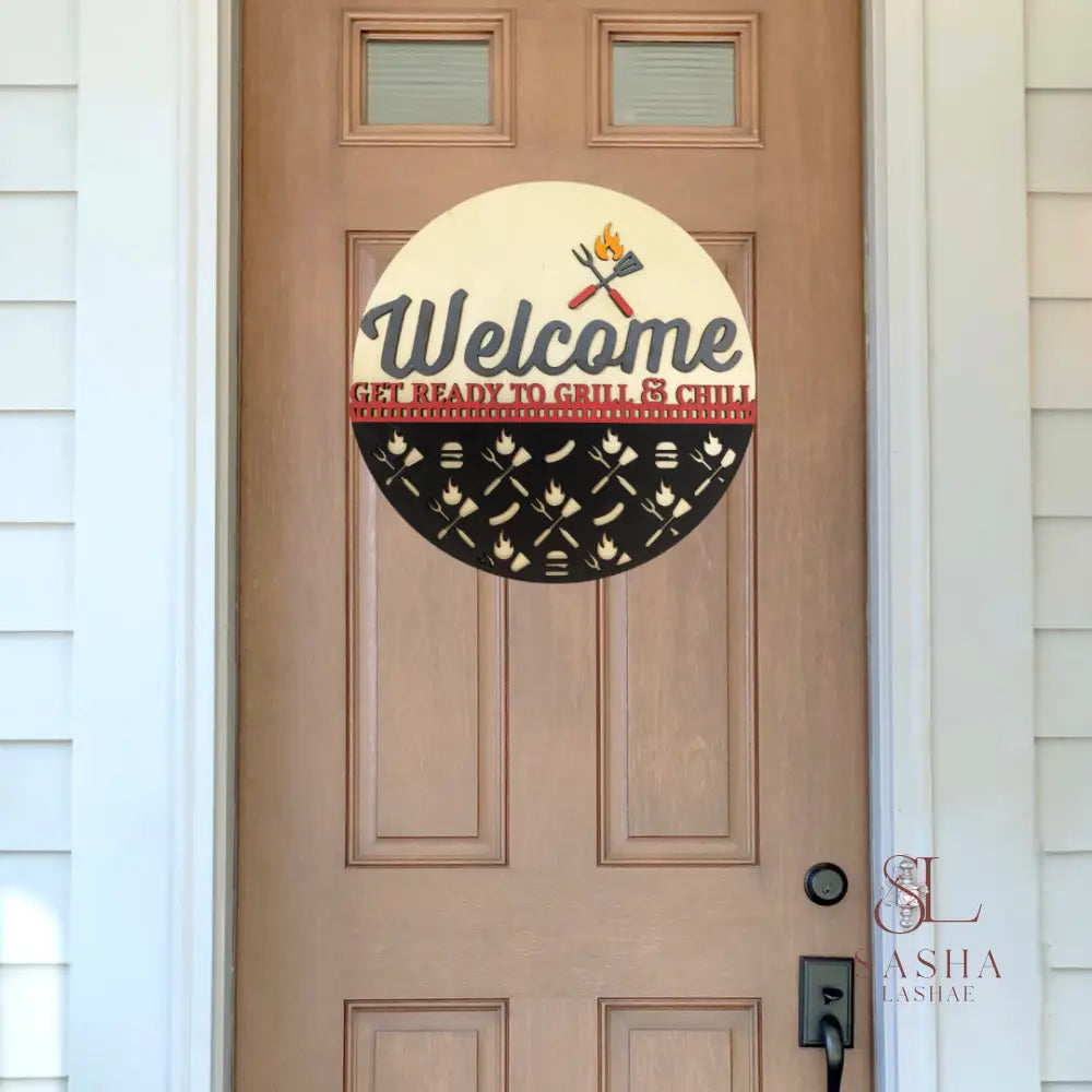 Grill Welcome Sign Door