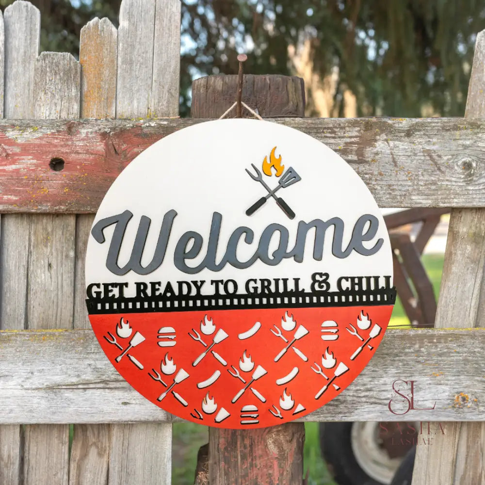 Grill Welcome Sign Door