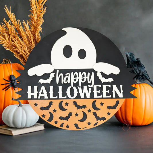 Happy Halloween Ghost Sign Door