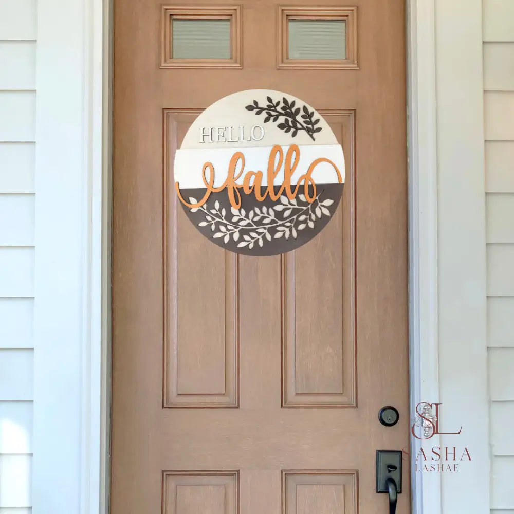 Hello Fall Farmhouse Sign Door