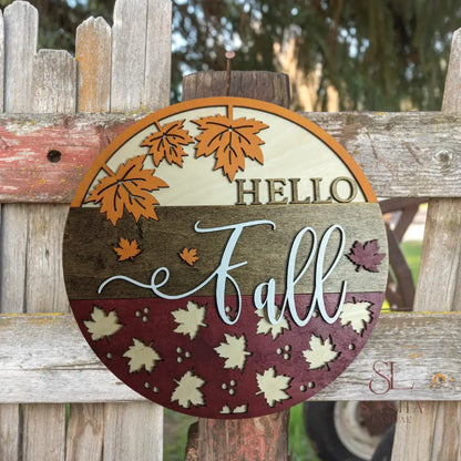 Hello Fall Sign Door