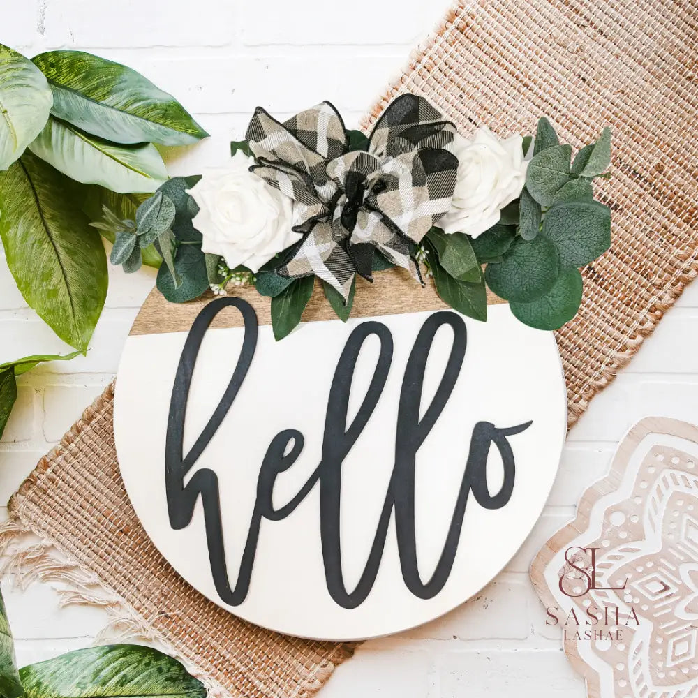 Hello Farmhouse Sign Door