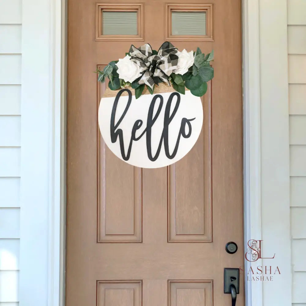 Hello Farmhouse Sign Door