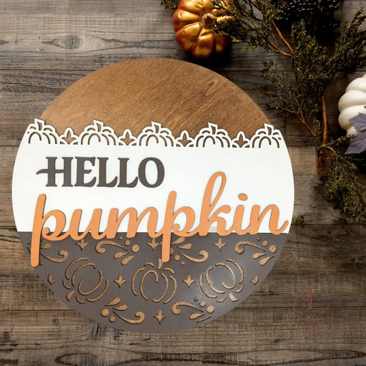 Hello Pumpkin Elegant Sign Door