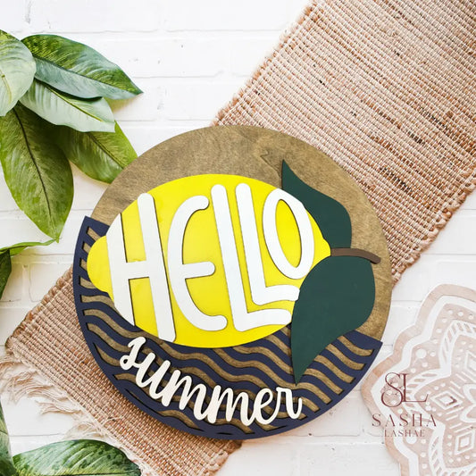 Hello Summer Lemon Sign Door