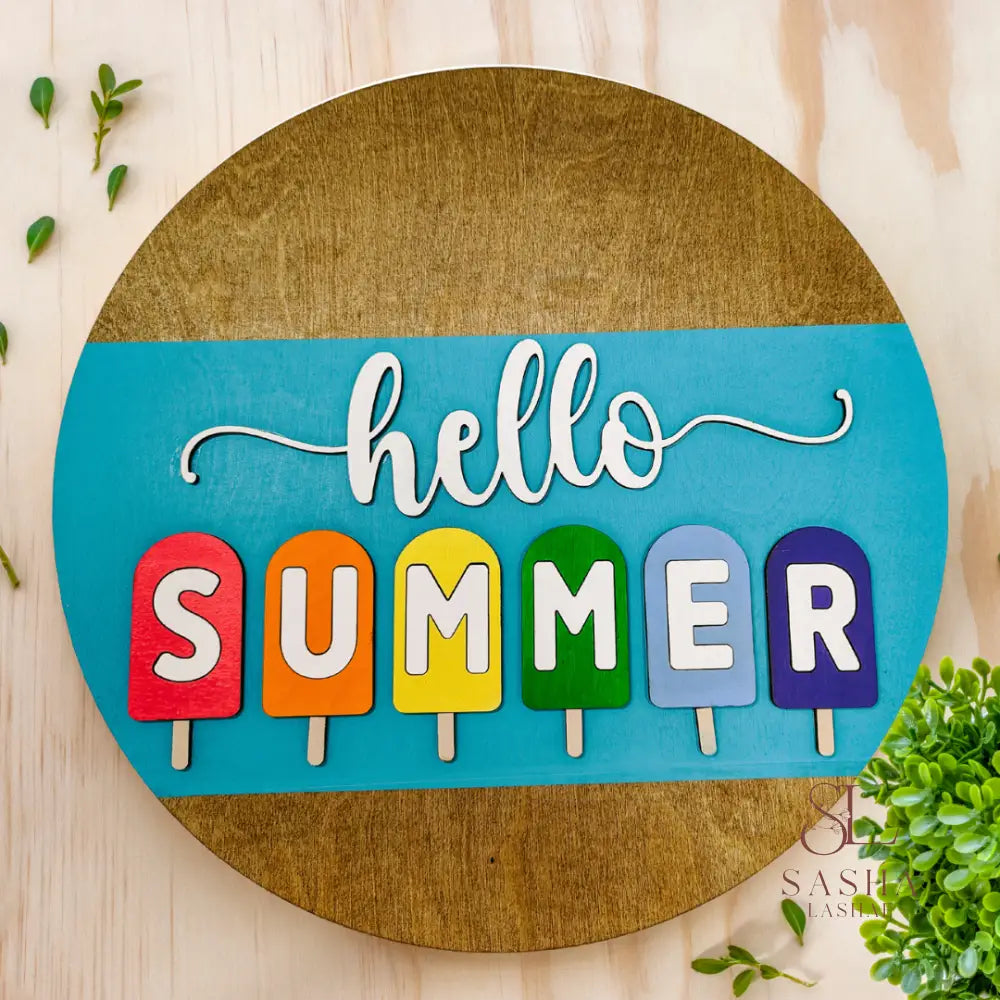 Hello Summer Popsicles Sign Door