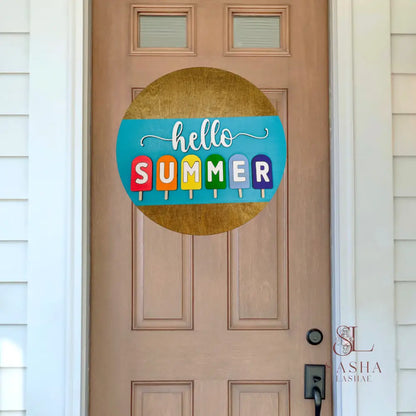 Hello Summer Popsicles Sign Door