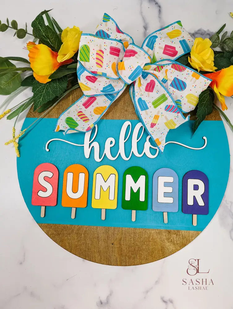 Hello Summer Popsicles Sign Door