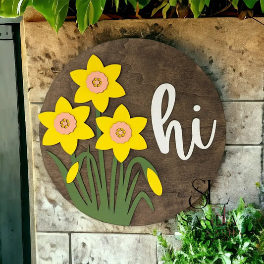 Hi Daffodil Sign Door
