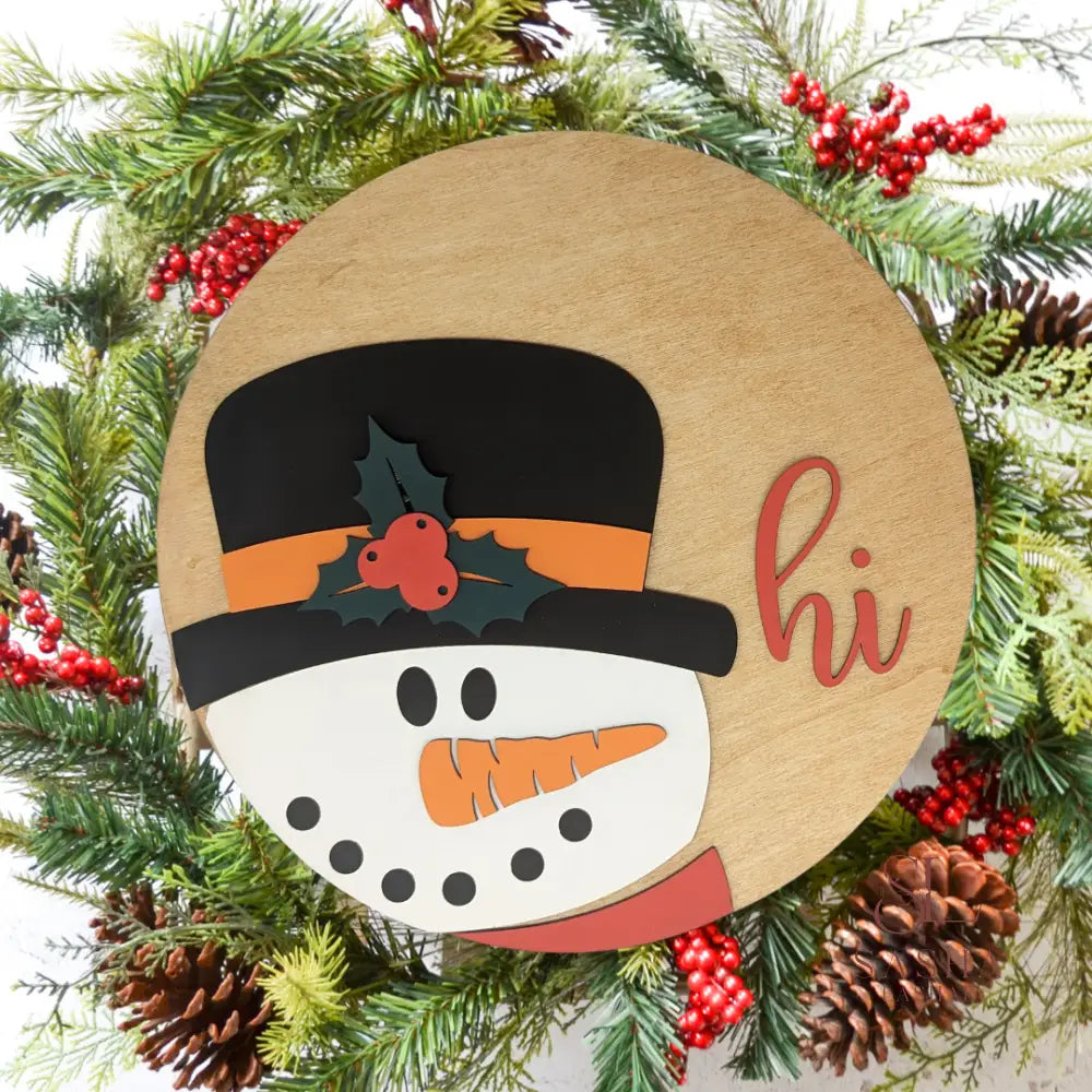 Hi Snowman Welcome Sign Door