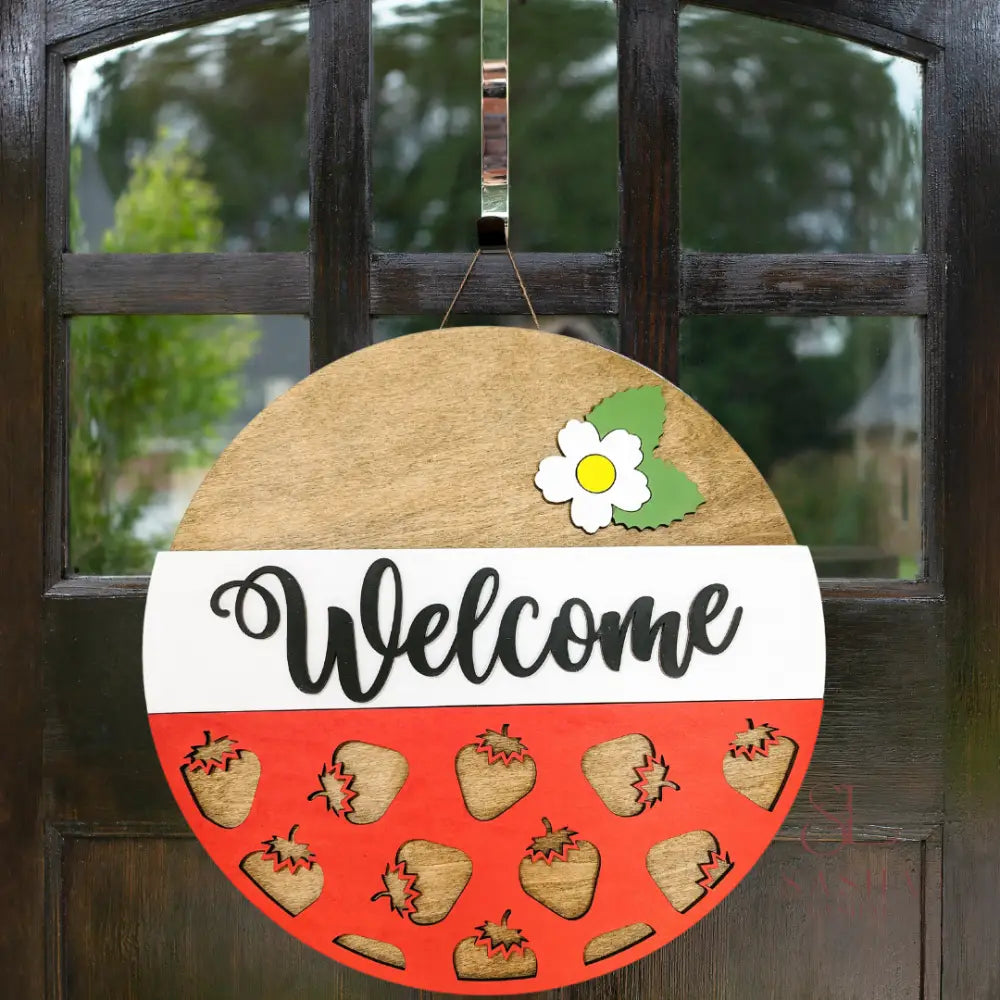 Hi Strawberry Sign Door