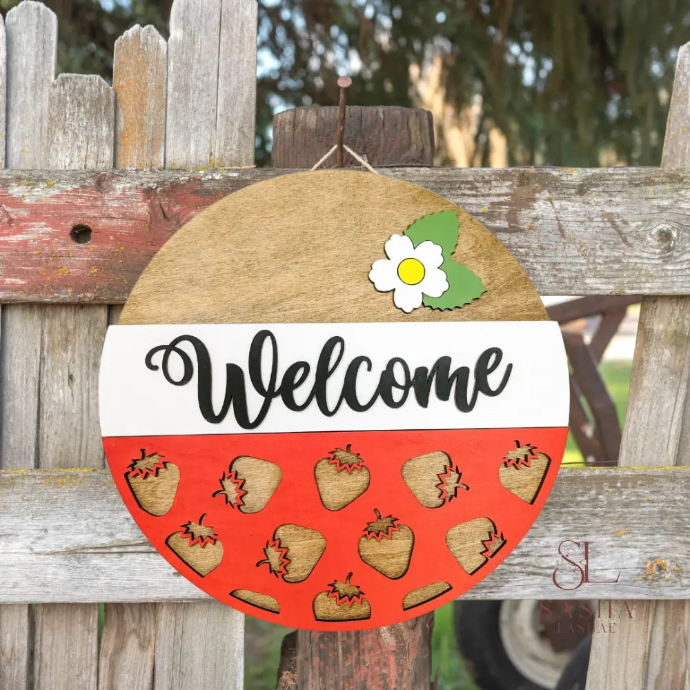 Hi Strawberry Sign Door