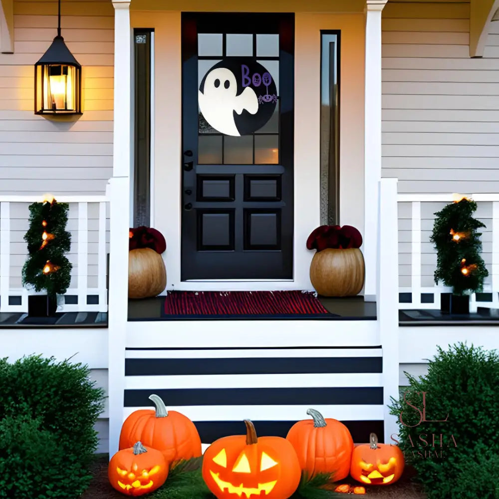 Large Ghost Boo Round Sign Door