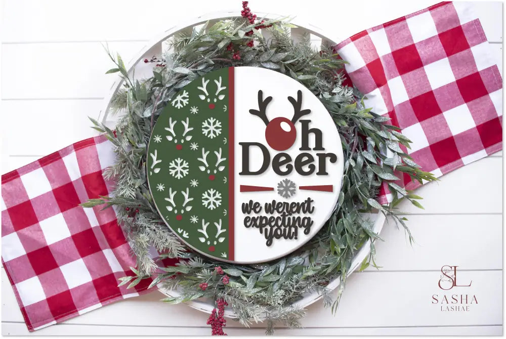 Oh Deer Sign 12 Inch / Dark Green Door