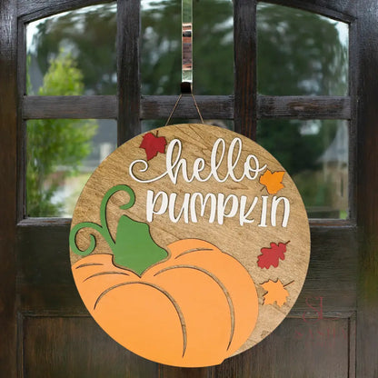 Pumpkin With A Curly Stem Sign Door