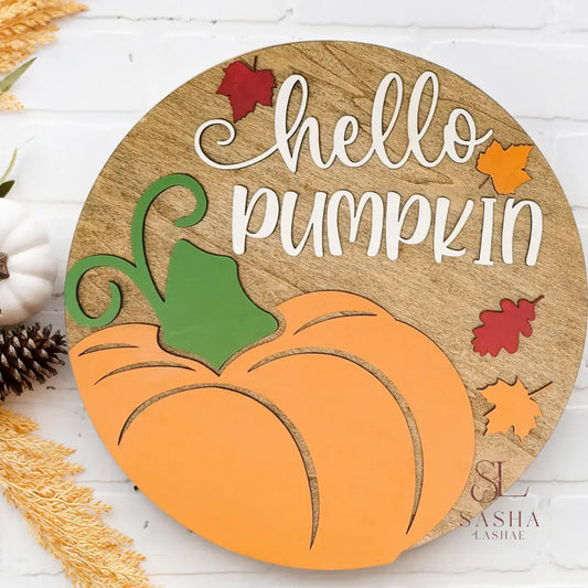 Pumpkin With A Curly Stem Sign Door