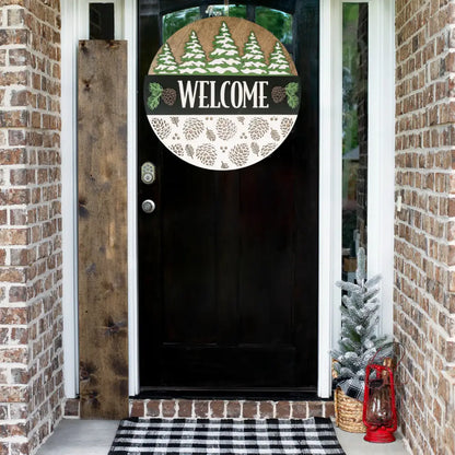 Snowy Pines Sign Door