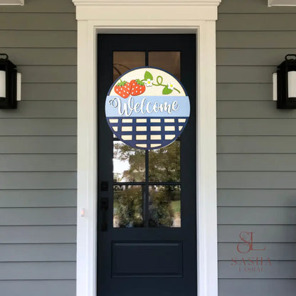 Strawberry Welcome Sign Door