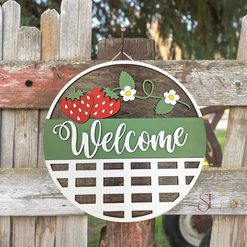 Strawberry Welcome Sign Door