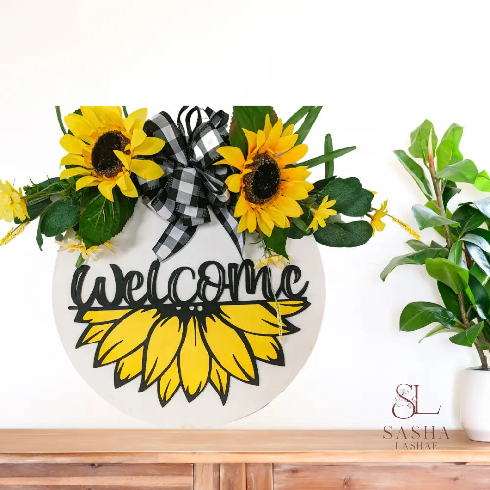 Sunflower Welcome Sign Door